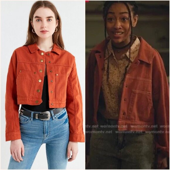 Urban Outfitters Gigi Cropped Gas Jacket Little Fires Everywhere Rust Medium - Picture 12 of 12